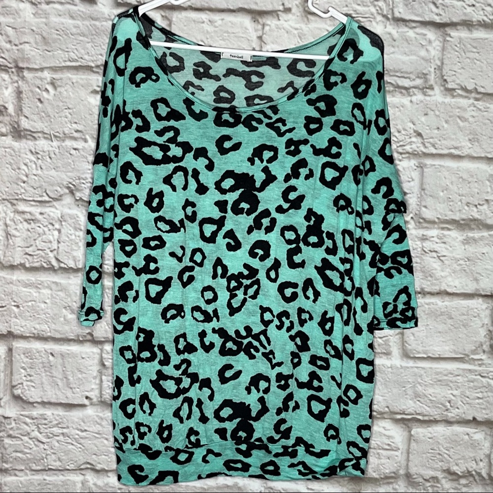 Teenbell Blouse 3/4 Sleeve Cheetah‎ Top Junior Size Medium